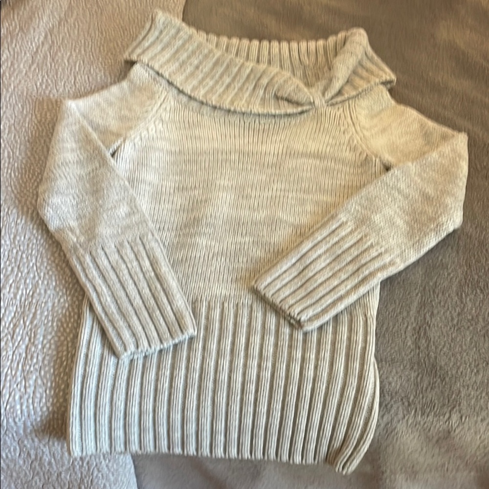 White House Black Market Cream Off-the-Shoulder Sweater